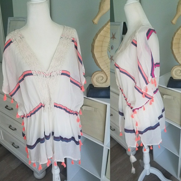 Anthropologie Other - Anthropologie tassel trimmed swim cover up
